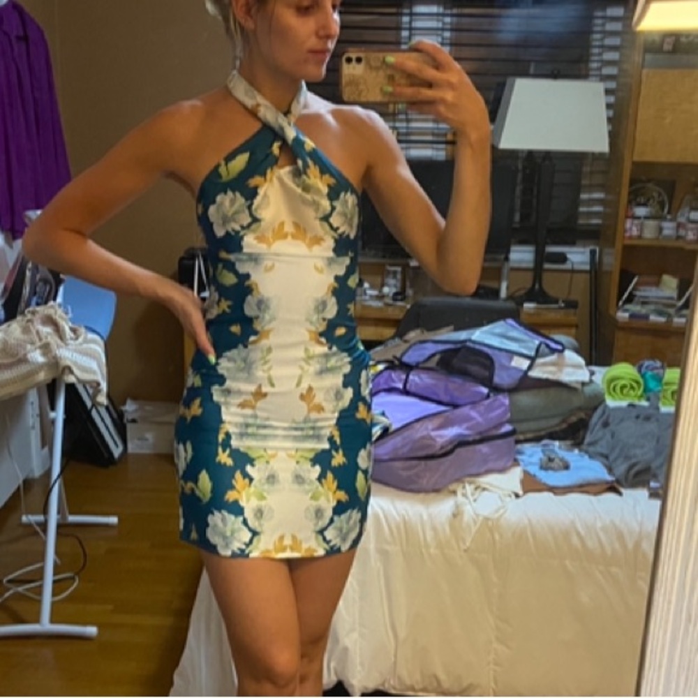 Floral Halter Mini Dress